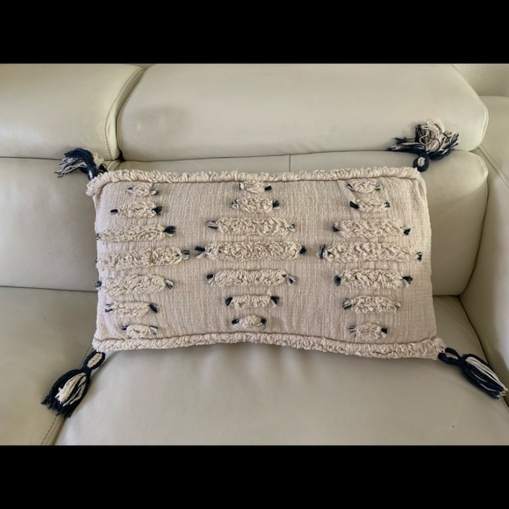 Boho Cream and Navy Decorative Pillow case